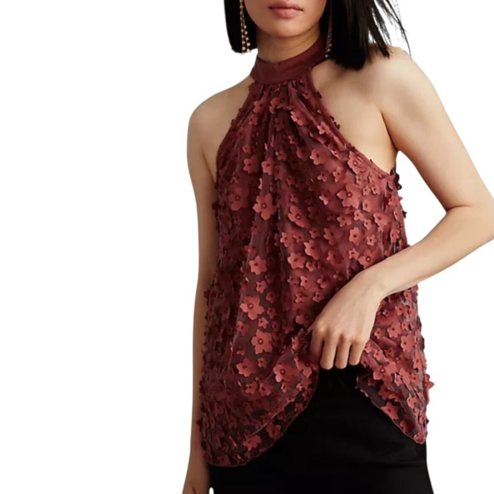 Eva Franco Elegant Lace Halter Top SZ M NWOT